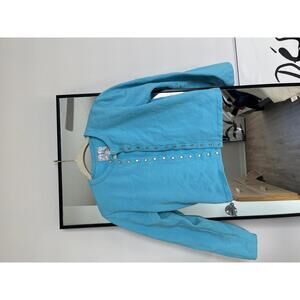 Agnes B. Vintage Snap Cardigan Made in France Aqua Blue